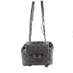 Badgley Mischka Gray Vegan Leather Quilted Backpack